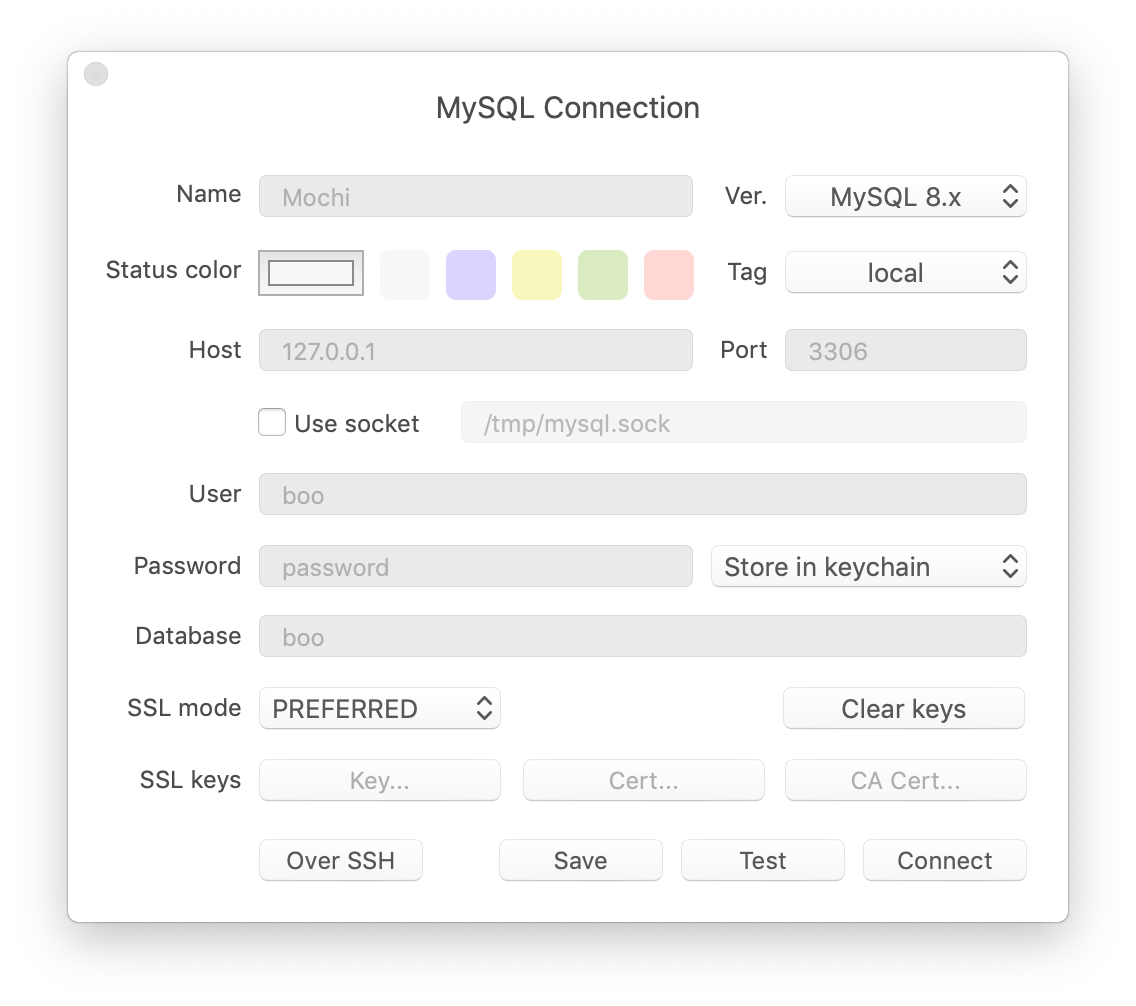 Creating connection form