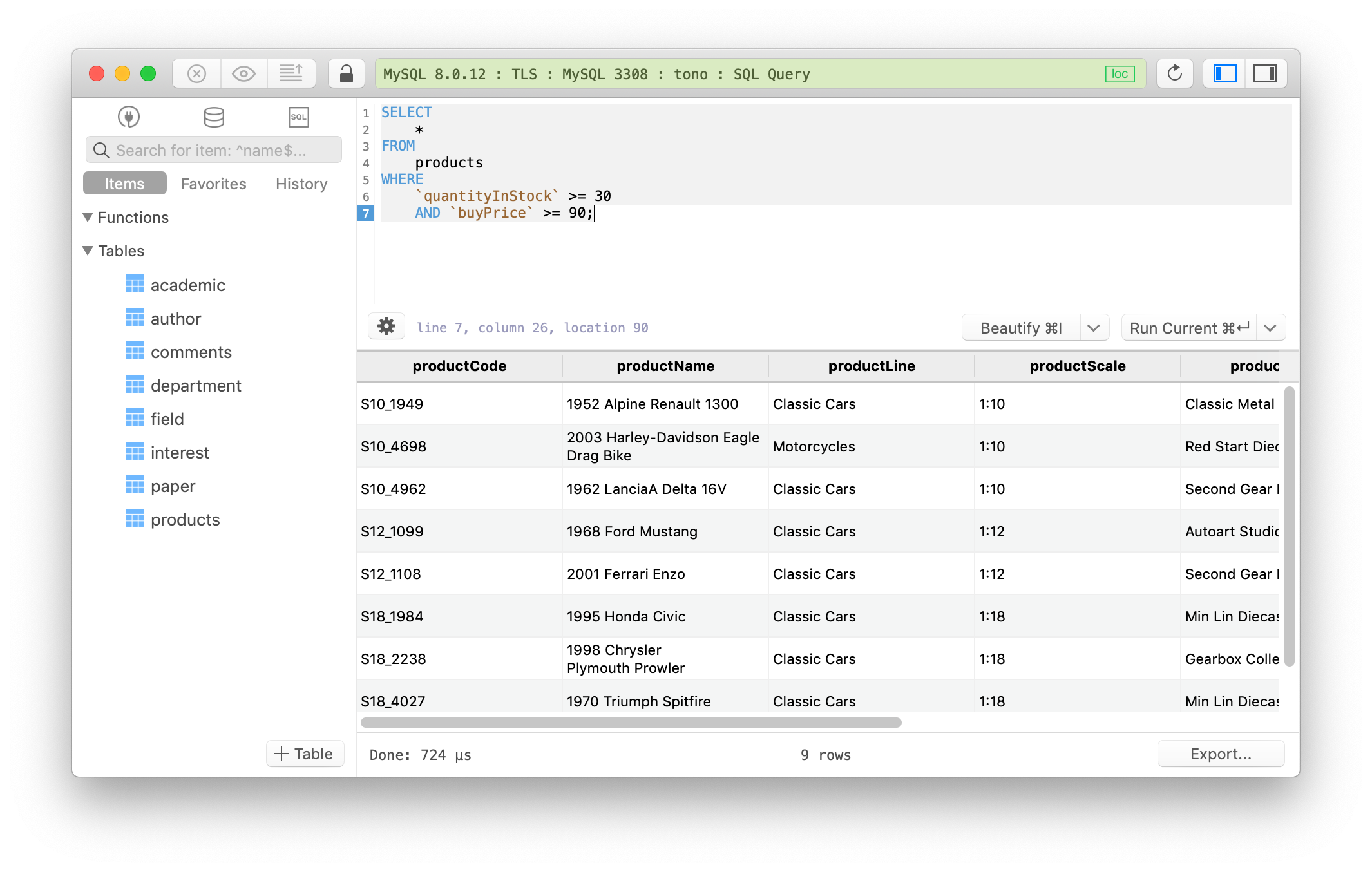 Sample query